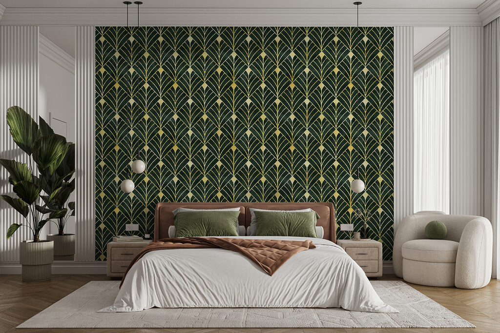 Leques verdes com dourado — interior 5