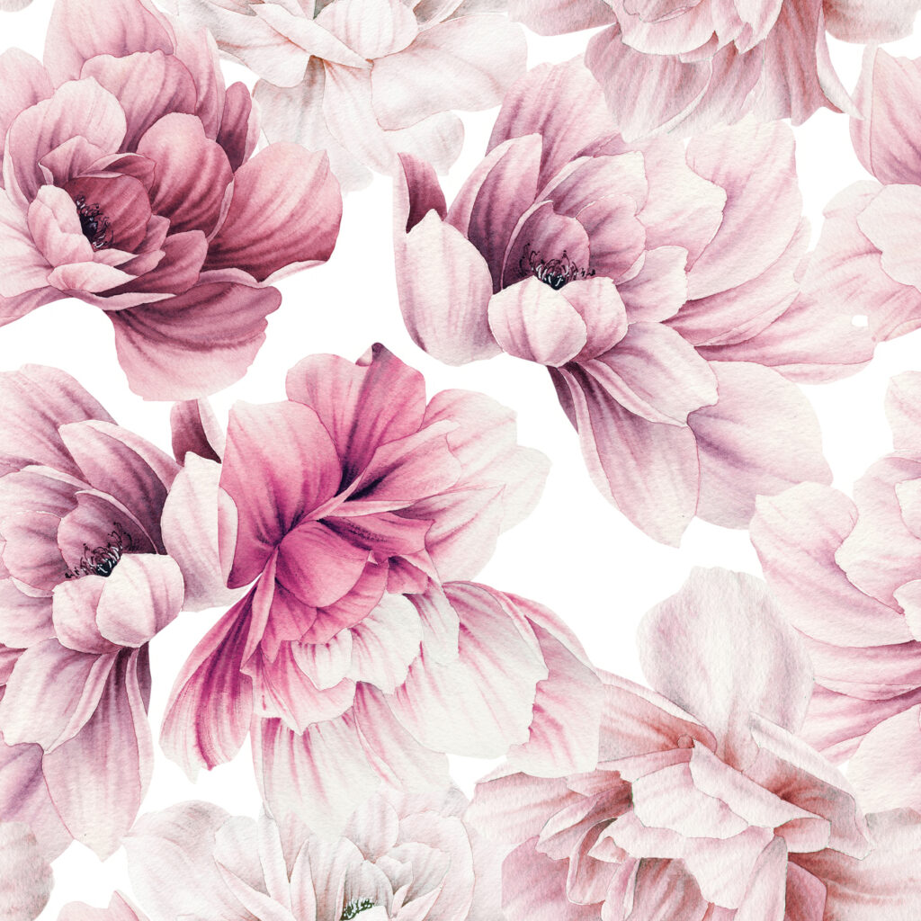 Dálias cor-de-rosa em branco — design completo