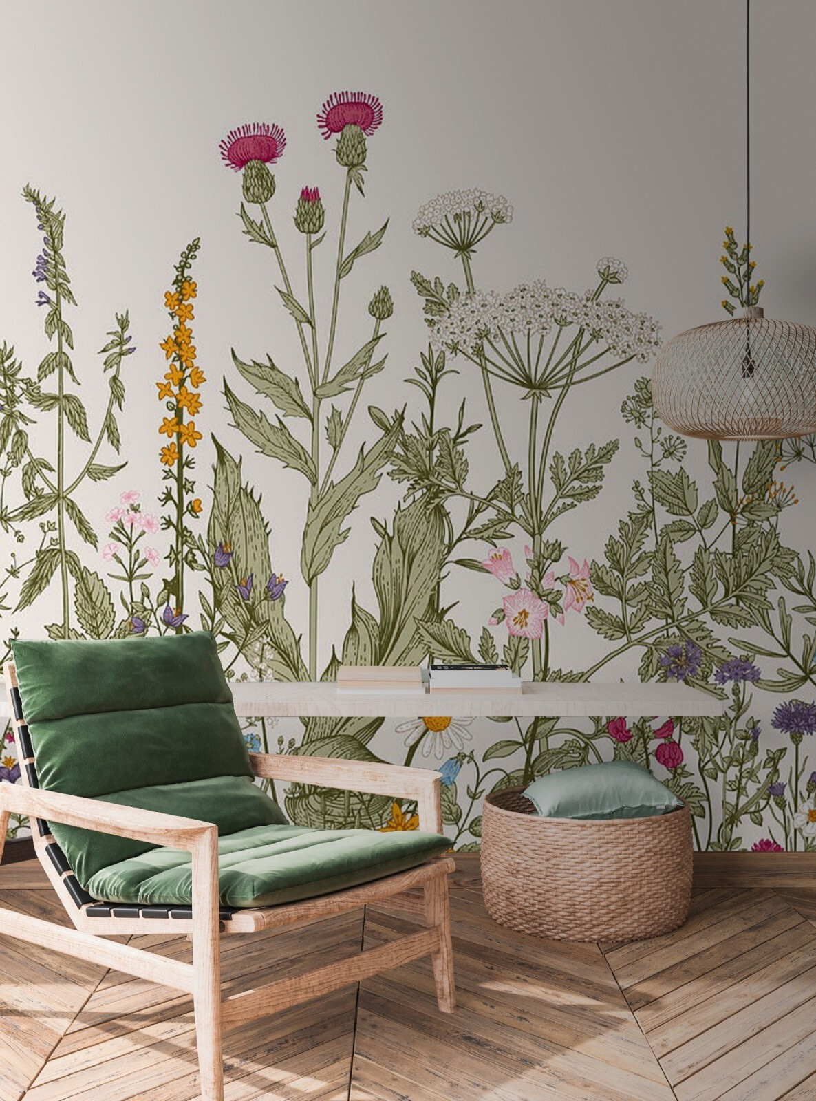 Campo de flores silvestres num interior