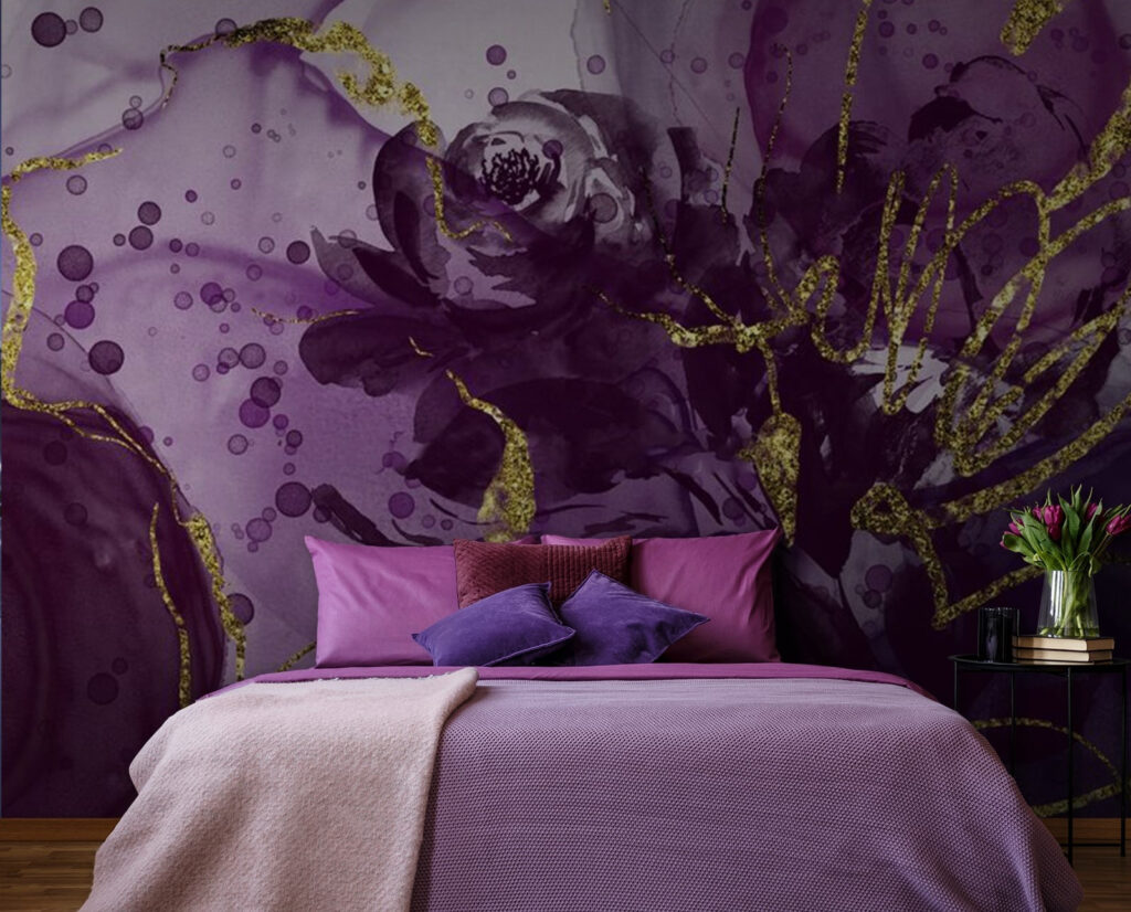 Rosas roxas com dourado — interior 2