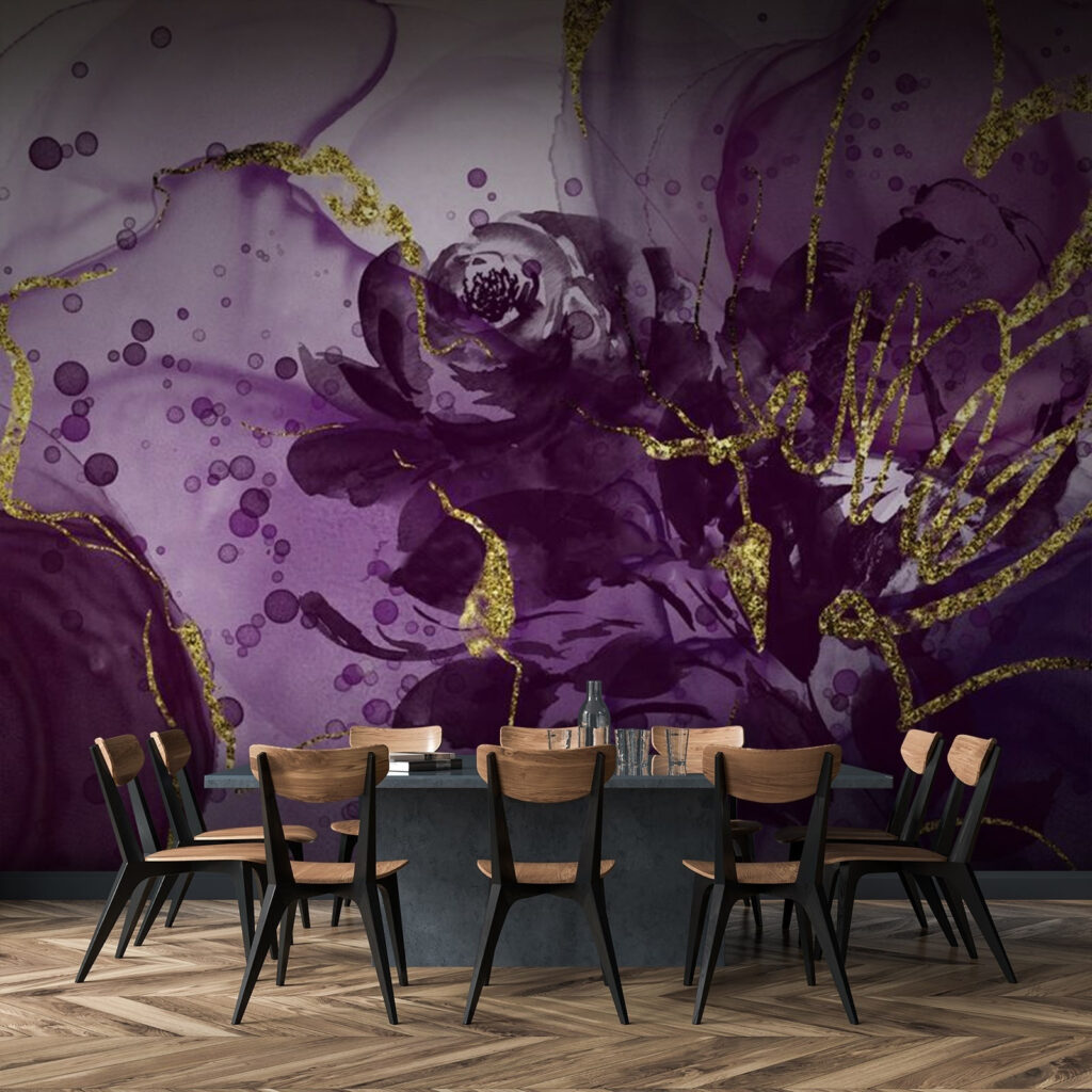 Rosas roxas com dourado — interior 3