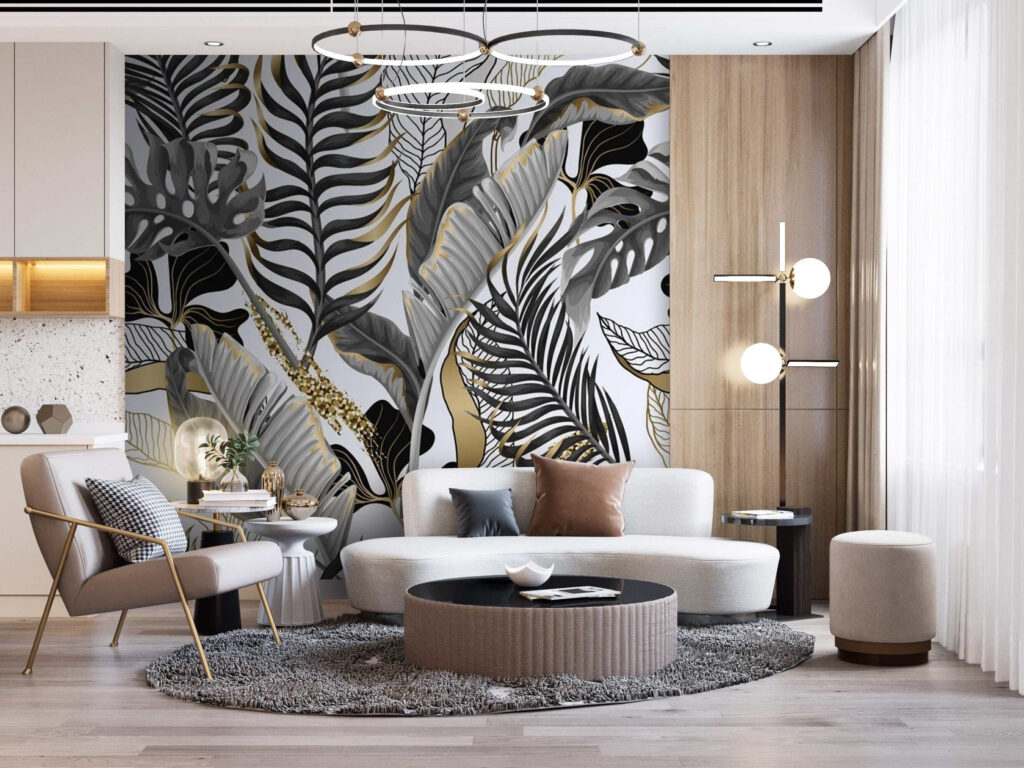 Folhas cinzentas com dourado — interior 3