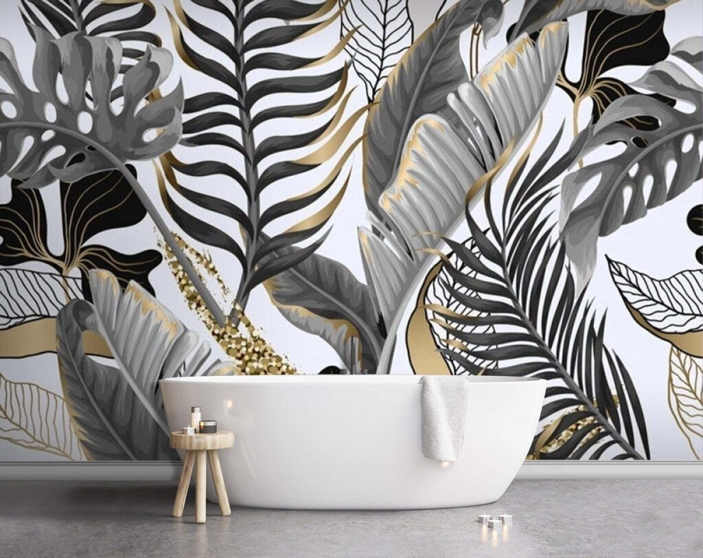 Folhas cinzentas com dourado — interior 1