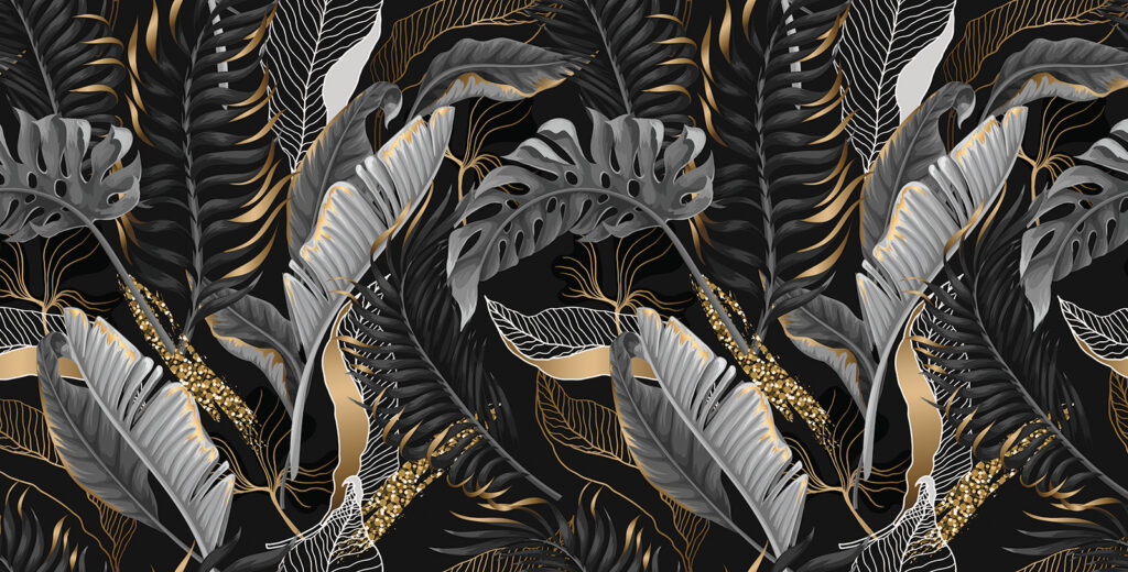 Folhas escuras com nervuras — design completo