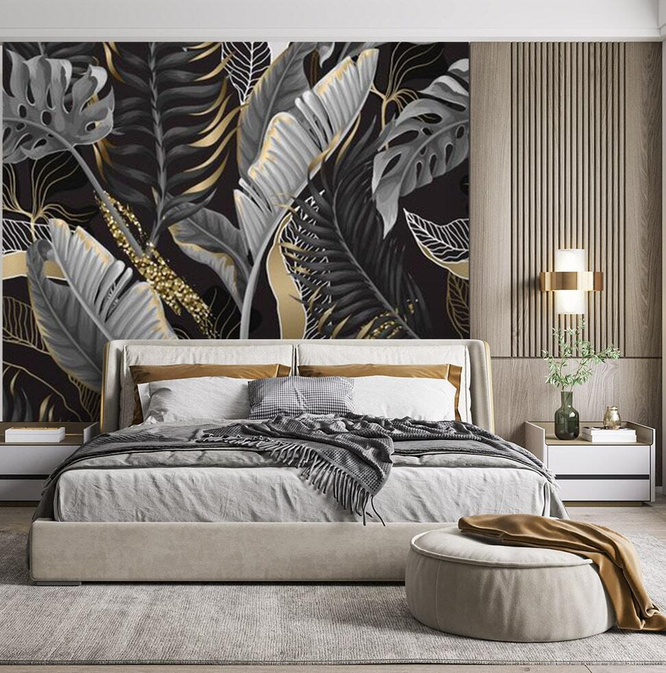 Folhas escuras com nervuras — interior 2