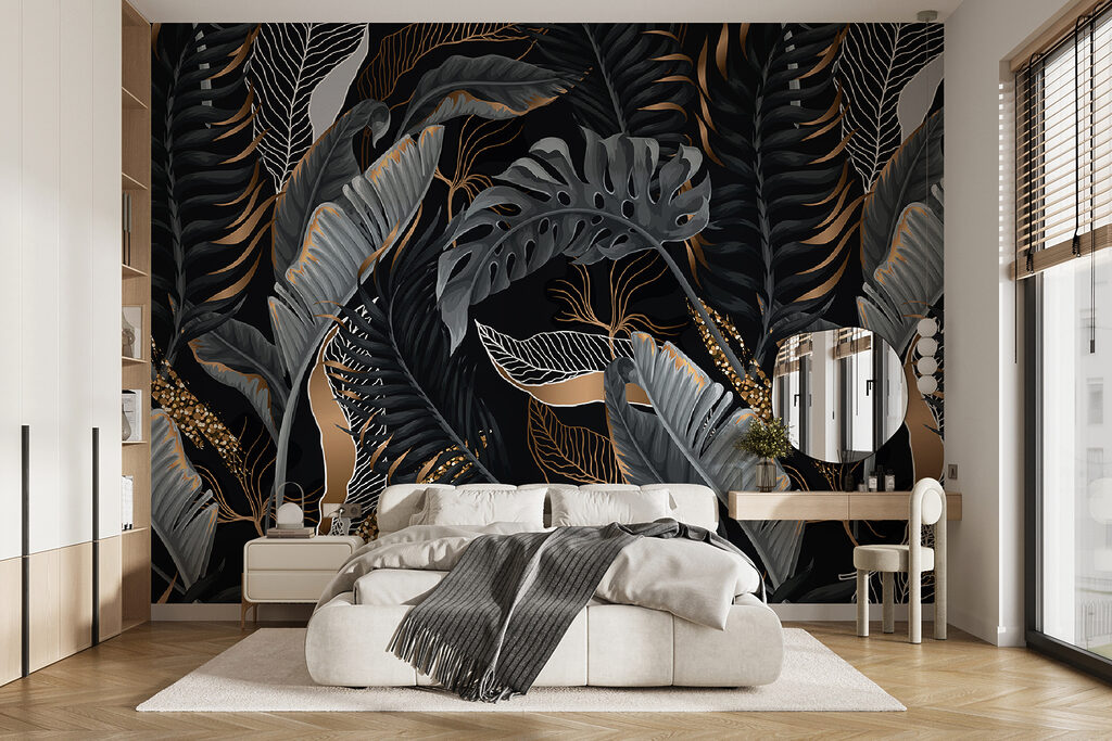 Folhas escuras com nervuras — interior 5