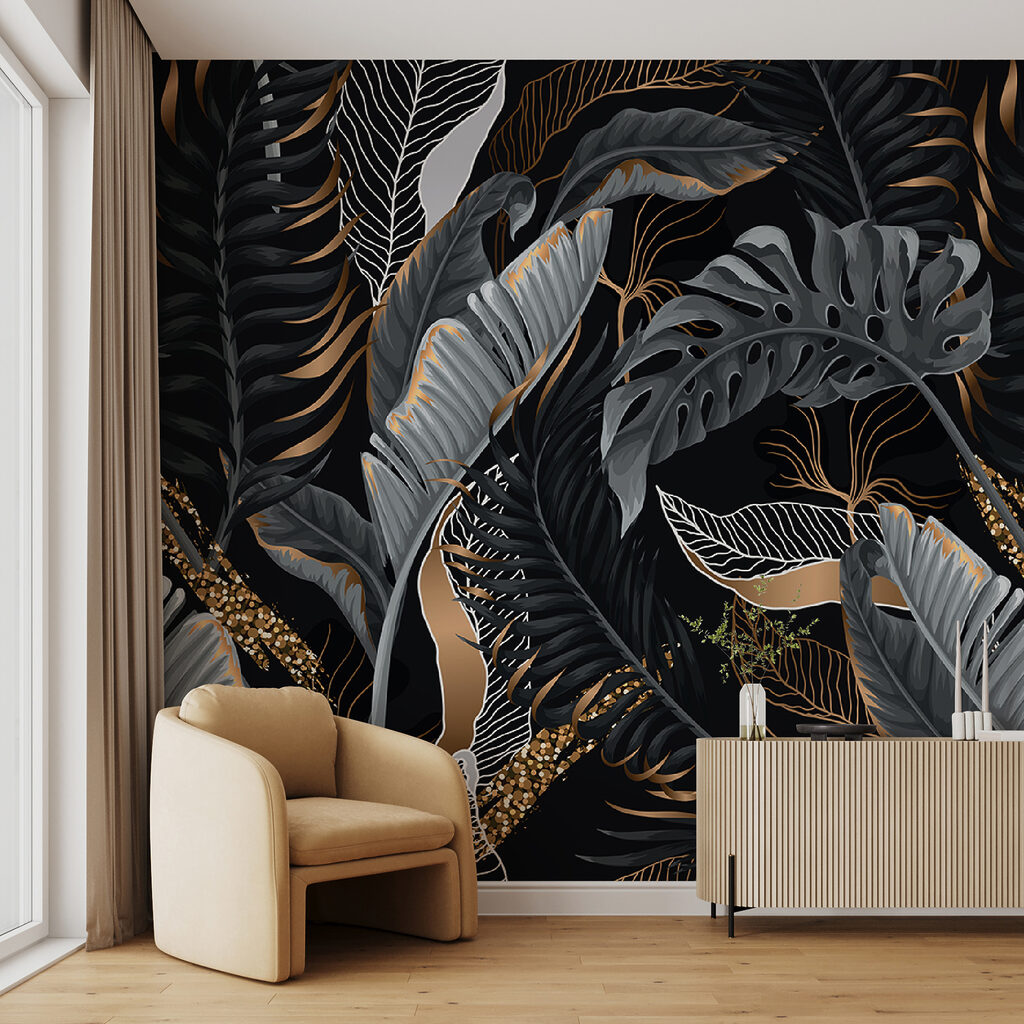 Folhas escuras com nervuras — interior 4