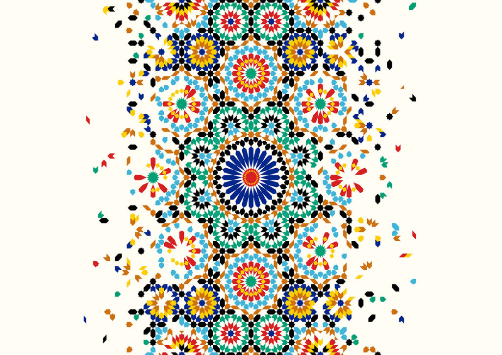 Rosetas coloridas em faixa — design completo