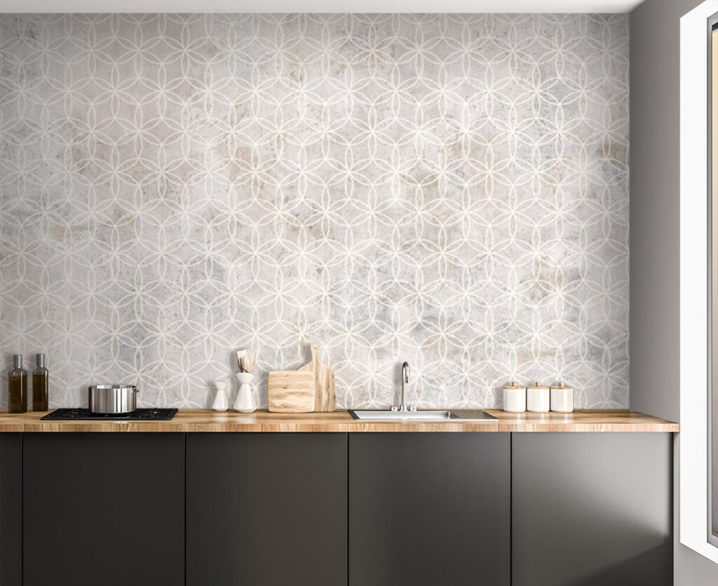 Geometria clara sobre branco — interior 2