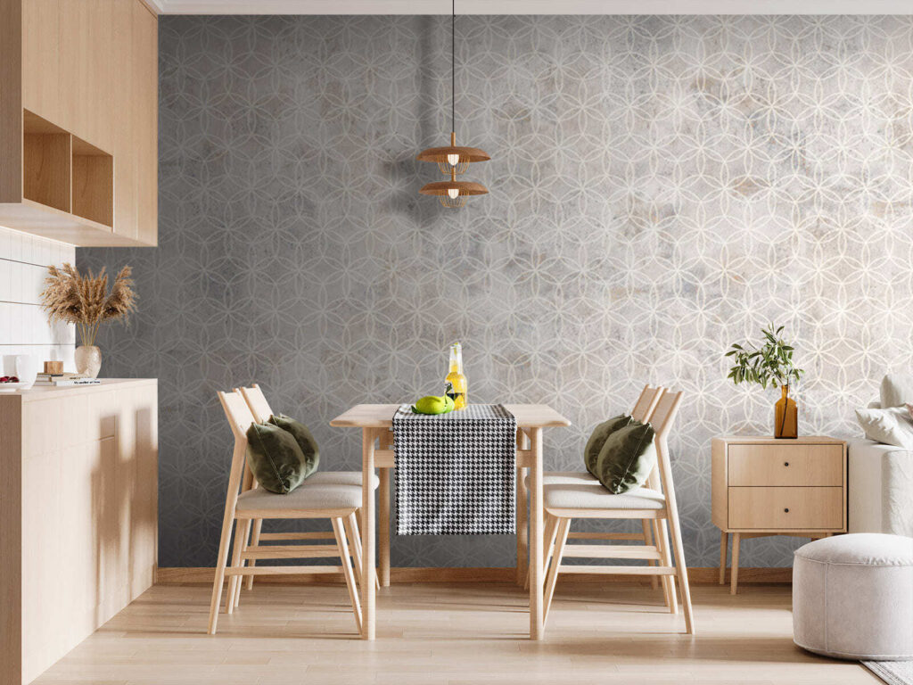Geometria clara sobre branco — interior 3