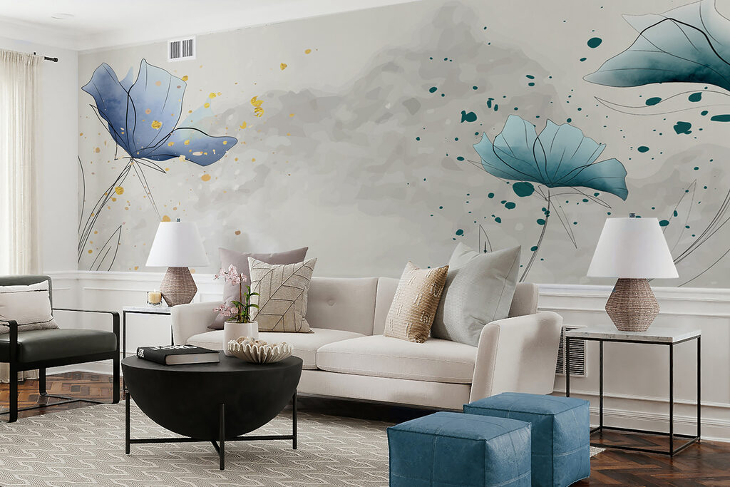 Flores azuis com tinta — interior 5