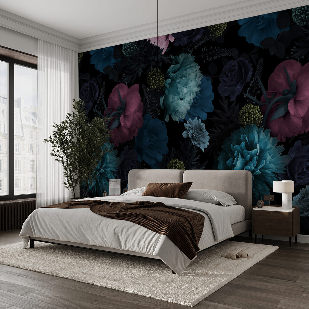 Flores azuis em preto — interior 4