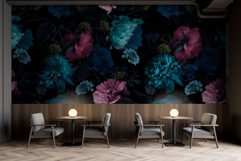 Flores azuis em preto — interior 3
