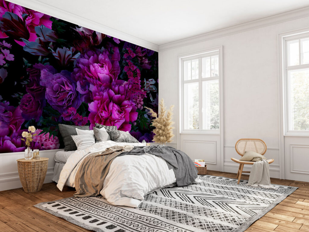 Flores roxas na sombra — interior 1