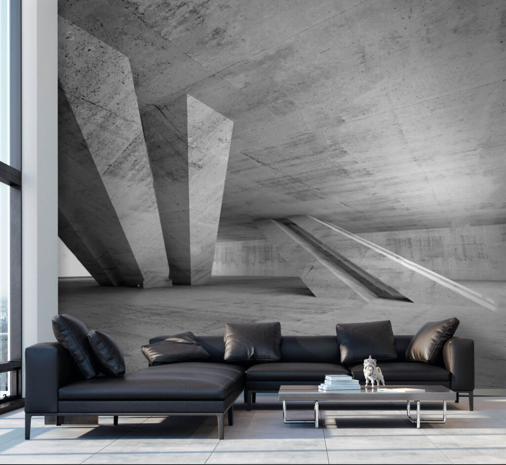 Apoios cinzentos sob betão — interior 3