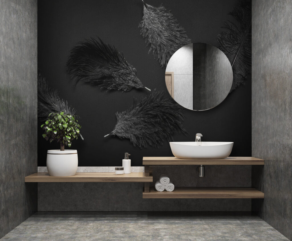 Penas escuras sobre preto — interior 2