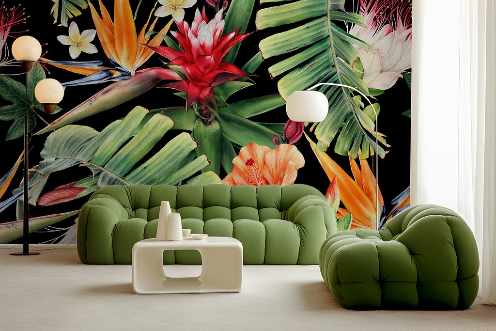 Flores tropicais sobre preto — interior 4
