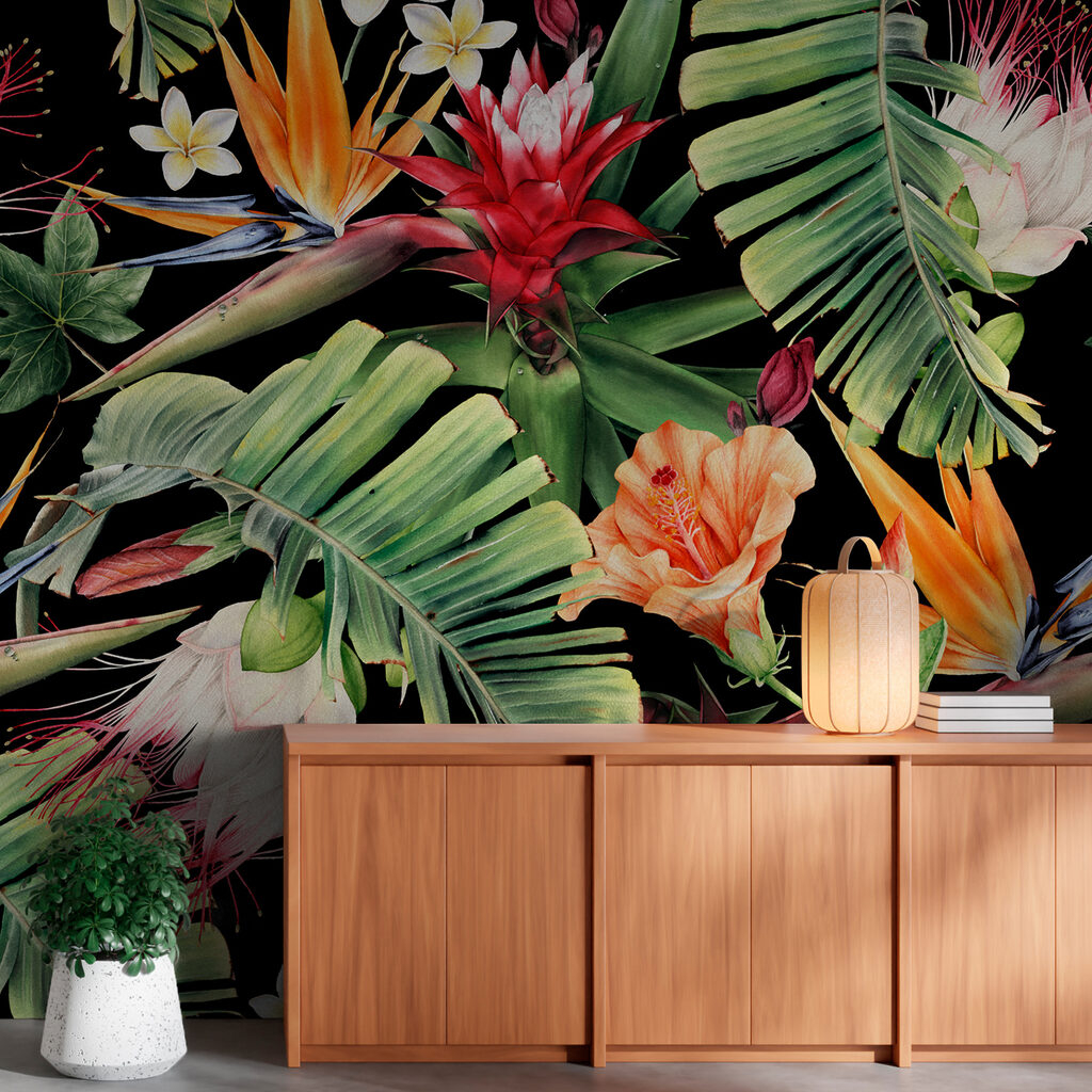 Flores tropicais sobre preto — interior 5