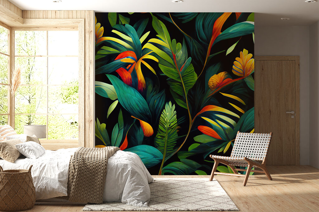 Flores quentes sobre verde-escuro — interior 4