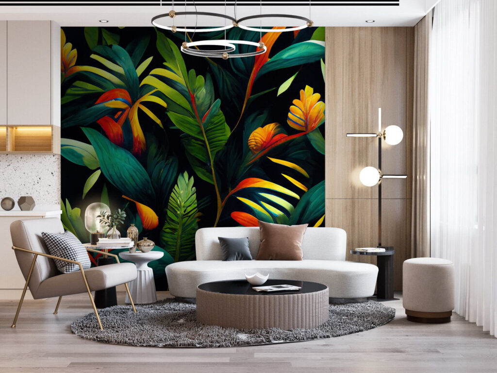 Flores quentes sobre verde-escuro — interior 3