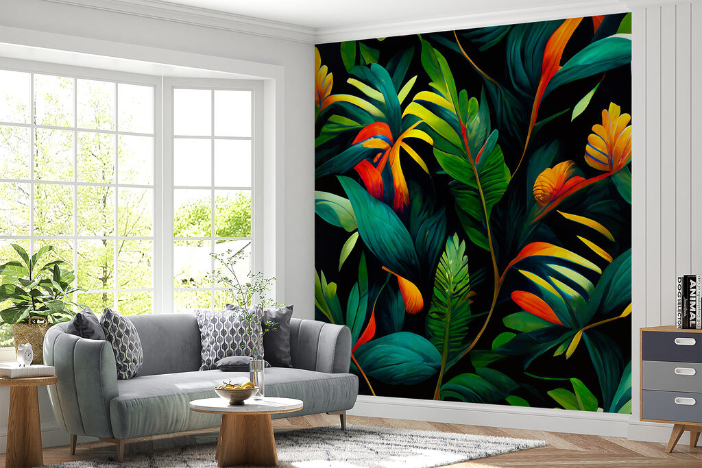 Flores quentes sobre verde-escuro — interior 5