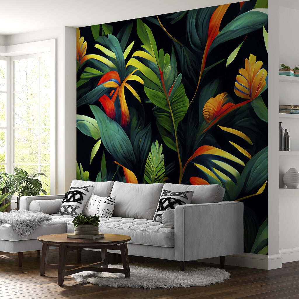 Flores quentes sobre verde-escuro — interior 6