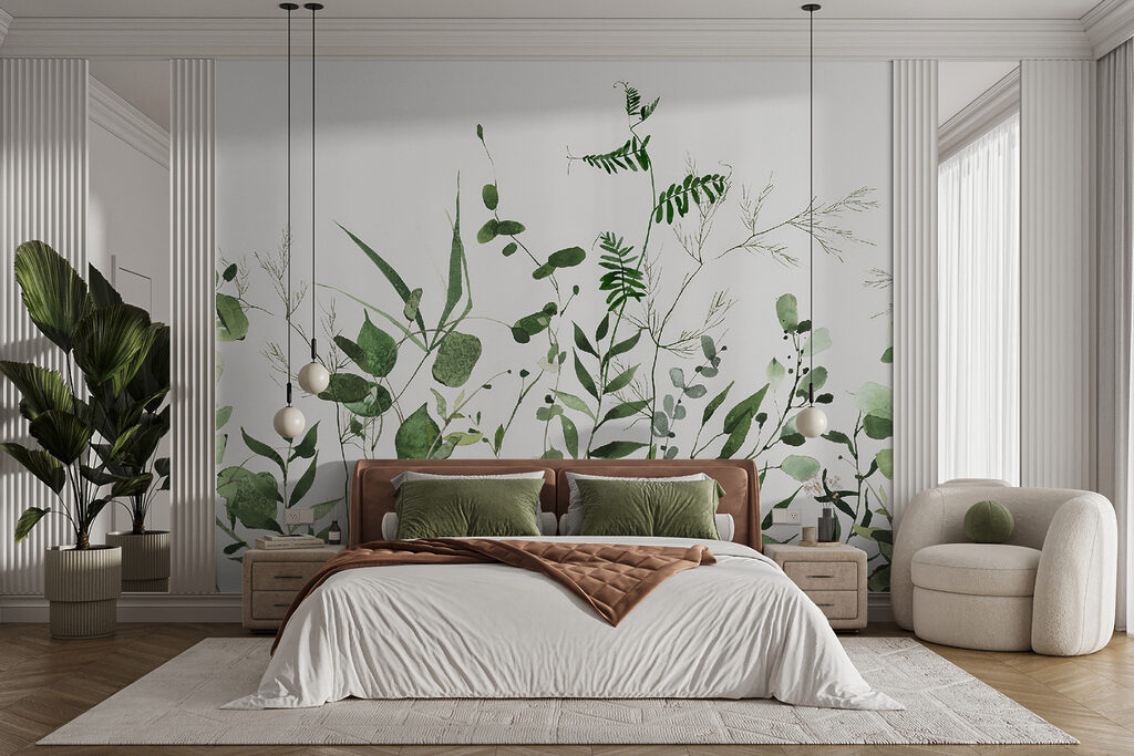 Ramos verdes sobre branco — interior 4