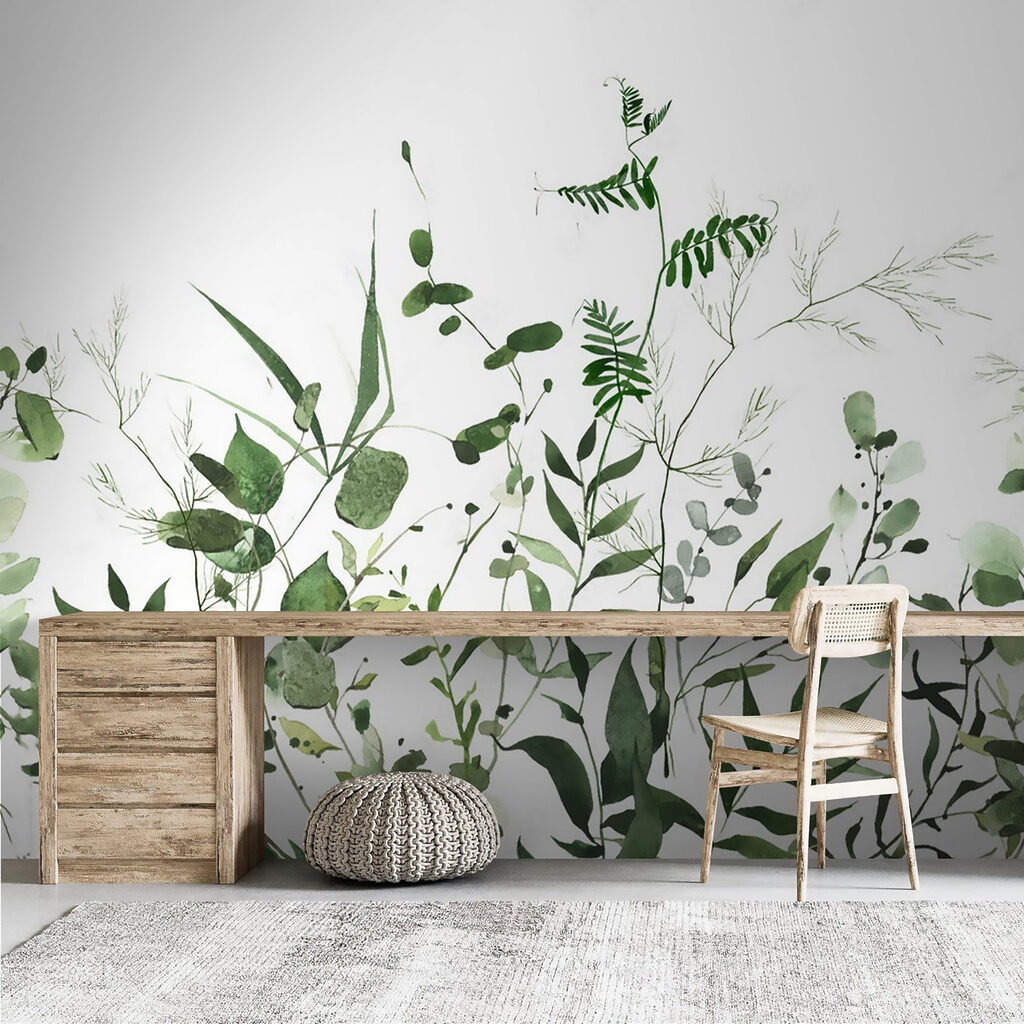 Ramos verdes sobre branco — interior 5