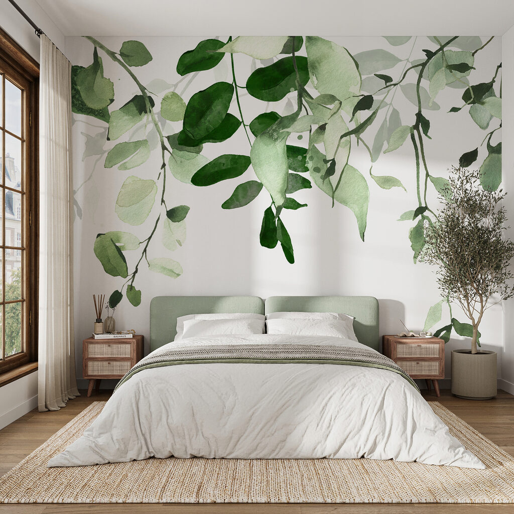 Folhas suspensas sobre branco — interior 4