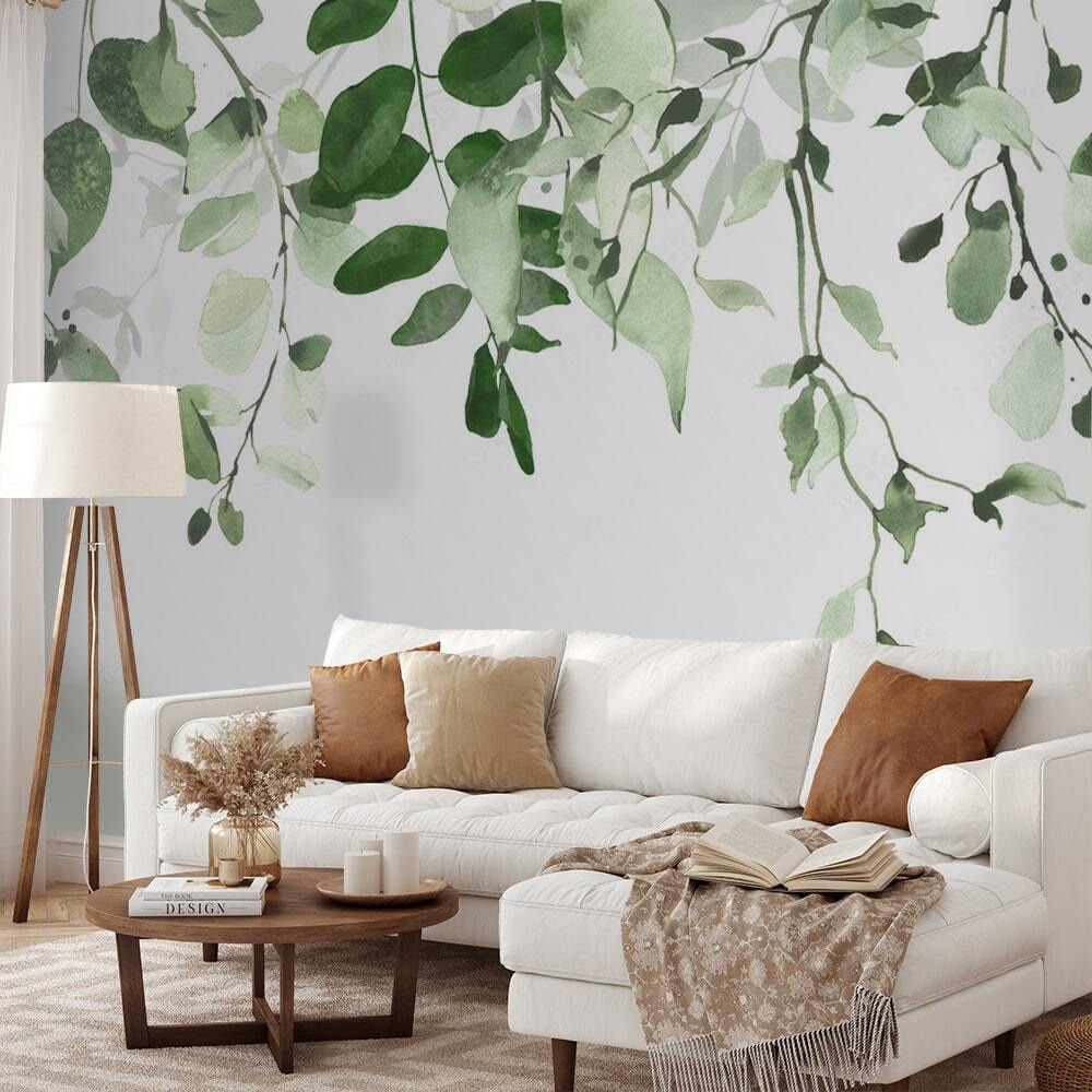 Folhas suspensas sobre branco — interior 3
