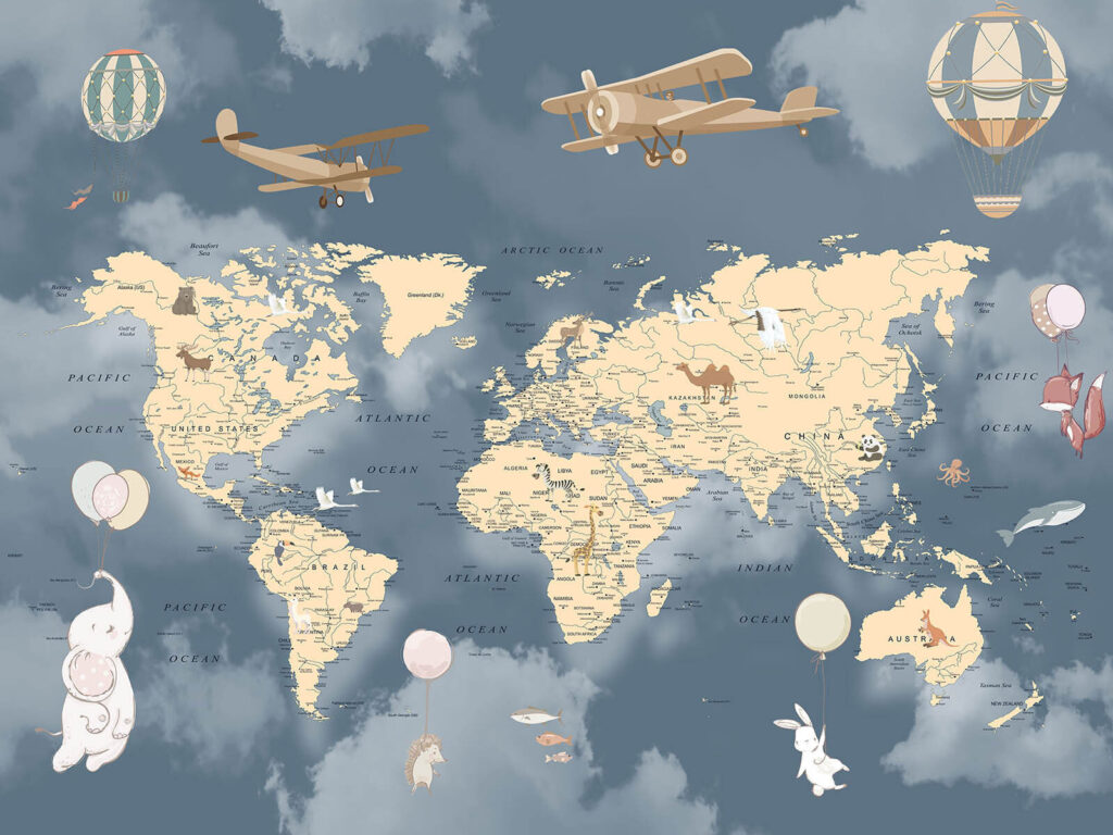 Viagens aéreas em mapa-mundo — design completo