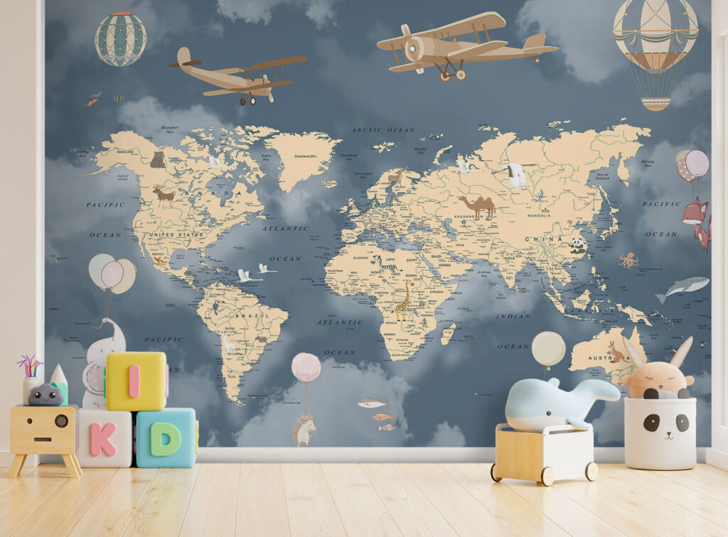 Viagens aéreas em mapa-mundo — interior 1