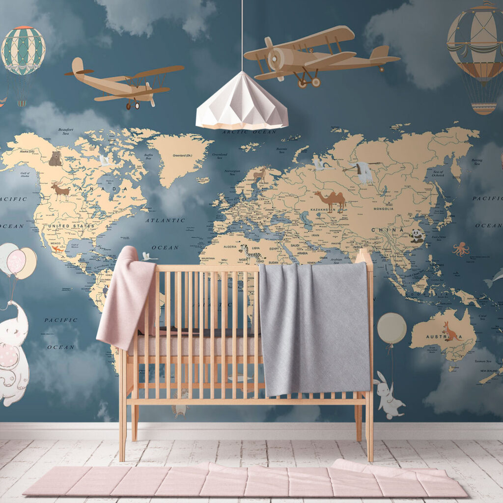 Viagens aéreas em mapa-mundo — interior 3