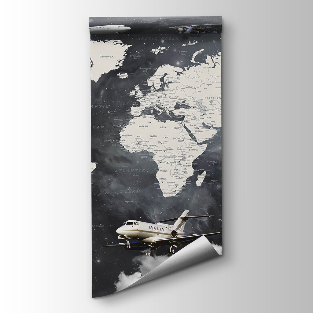 Mapa-mundo com aviões — vista do produto
