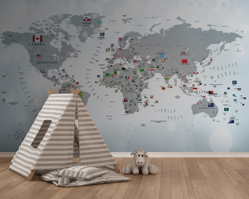 Mapa-mundo cheio de bandeirinhas — interior 2