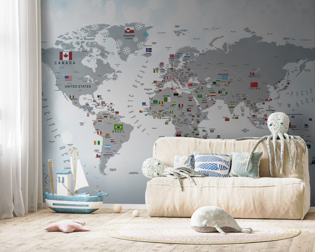 Mapa-mundo cheio de bandeirinhas — interior 3