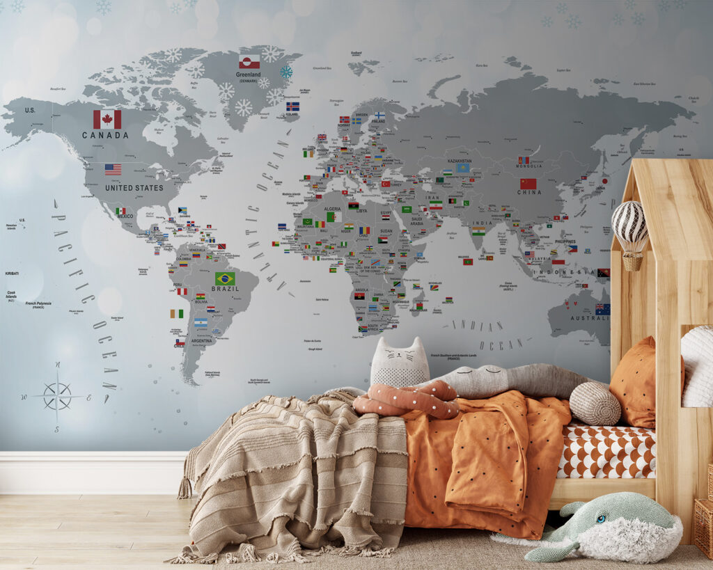 Mapa-mundo cheio de bandeirinhas — interior 5