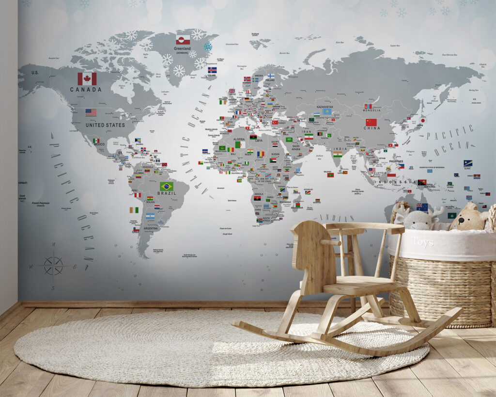 Mapa-mundo cheio de bandeirinhas — interior 8