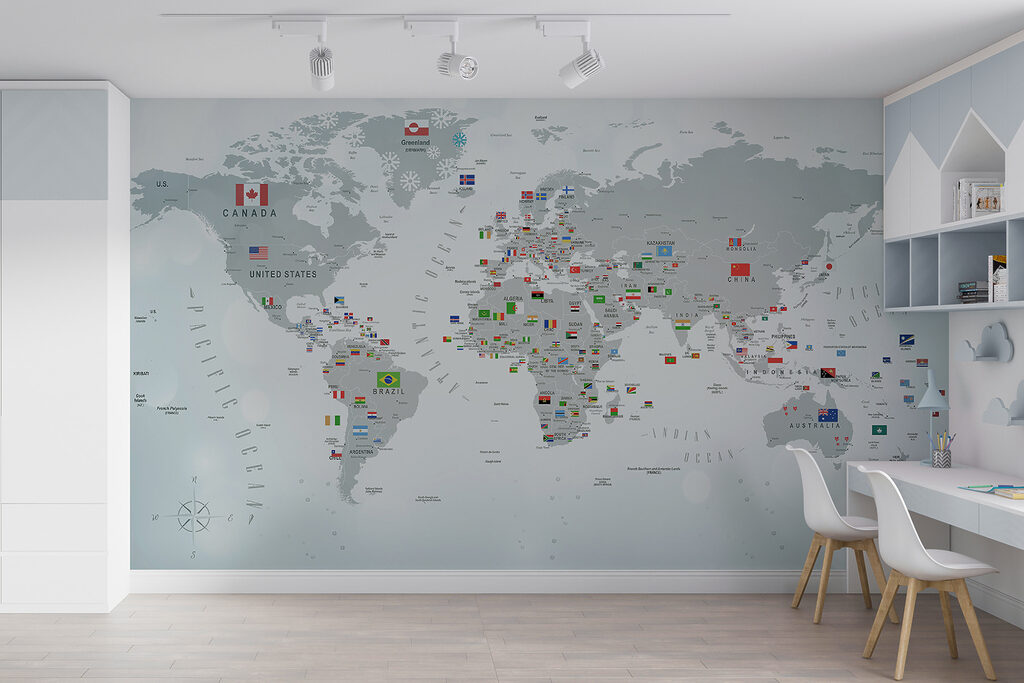 Mapa-mundo cheio de bandeirinhas — interior 13
