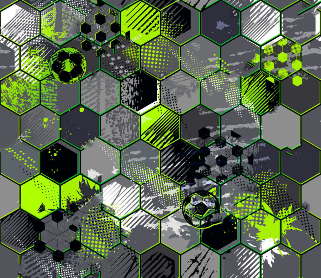 Futebol em hexágonos verdes — design completo