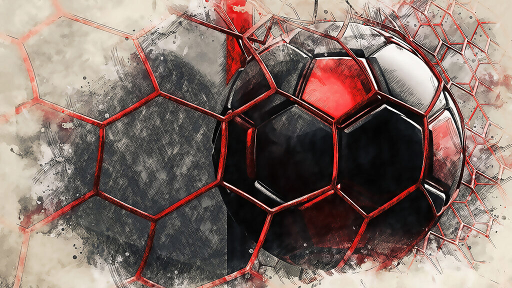 Bola vermelha entre fissuras — design completo