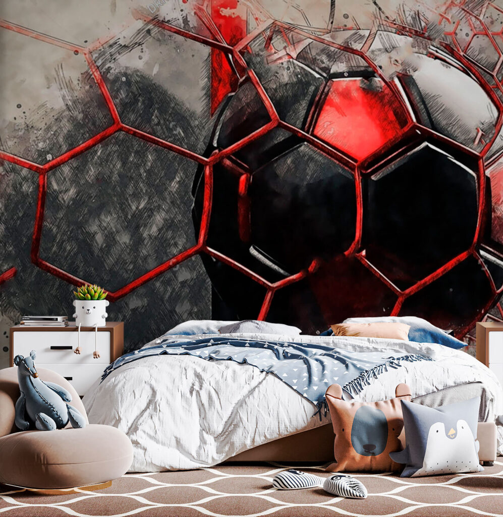 Bola vermelha entre fissuras — interior 2