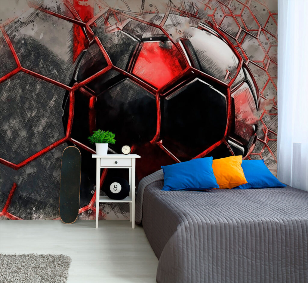 Bola vermelha entre fissuras — interior 3