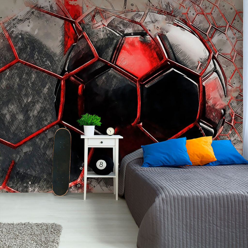 Bola vermelha entre fissuras — interior 5
