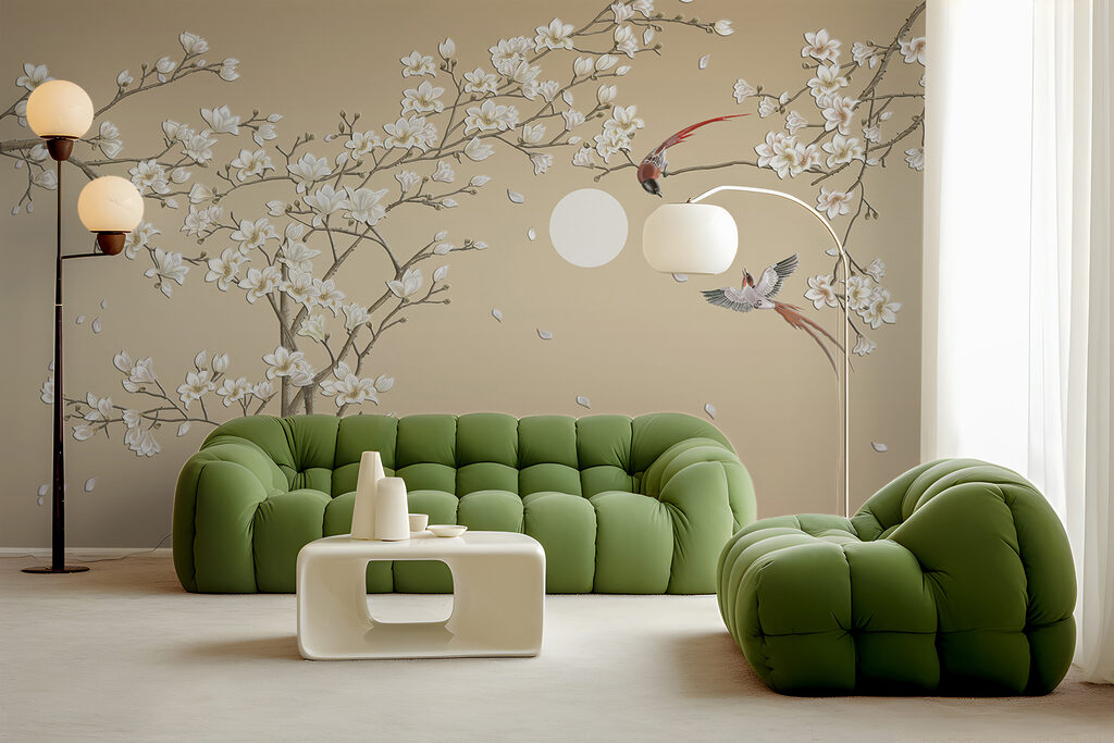Aves sobre ramos floridos — interior 4
