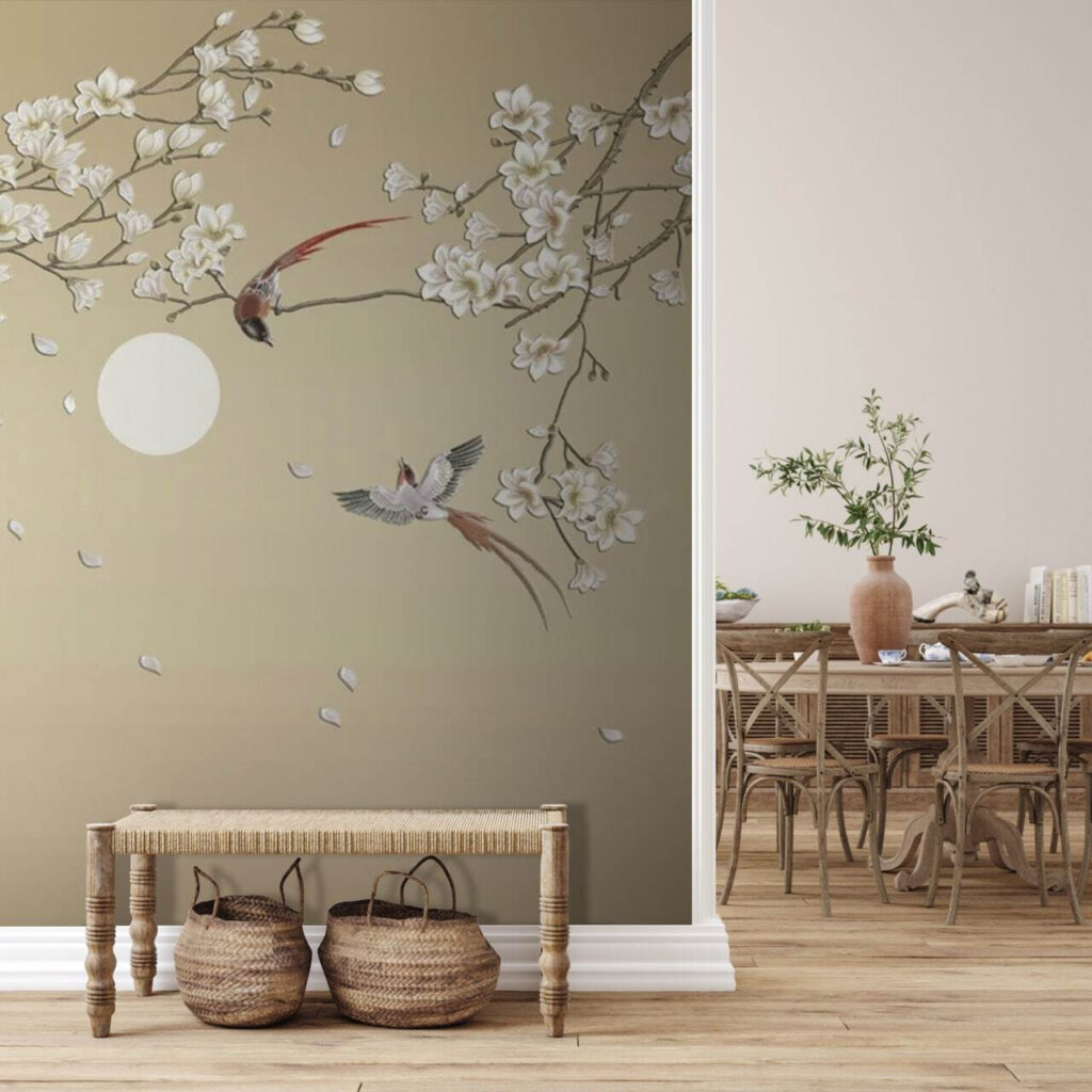 Aves sobre ramos floridos — interior 3