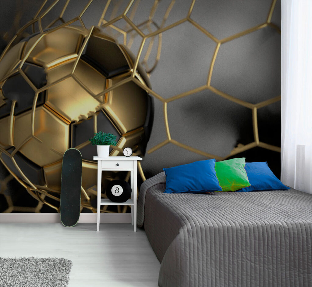 Bola dourada em movimento num interior