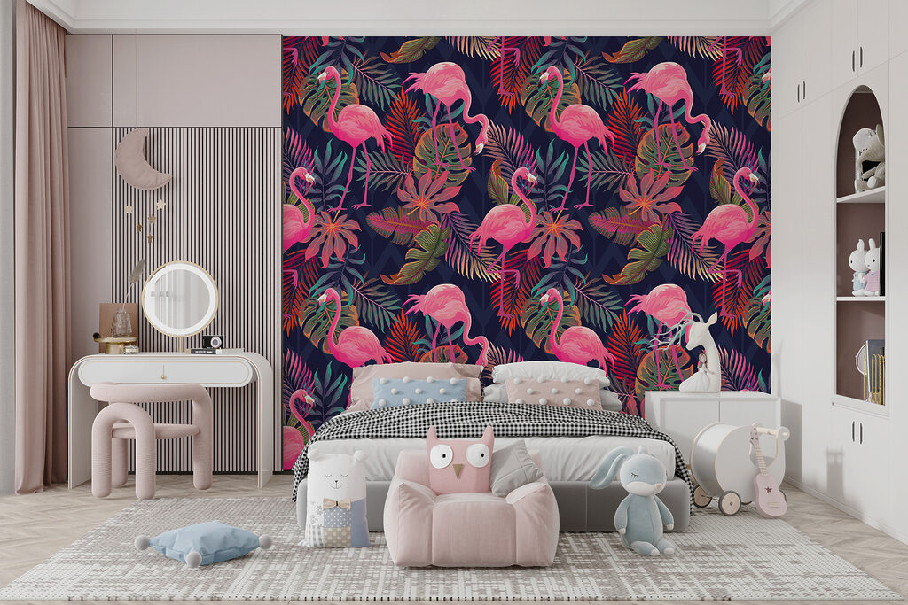 Flamingos rosa sobre azul-escuro — interior 4