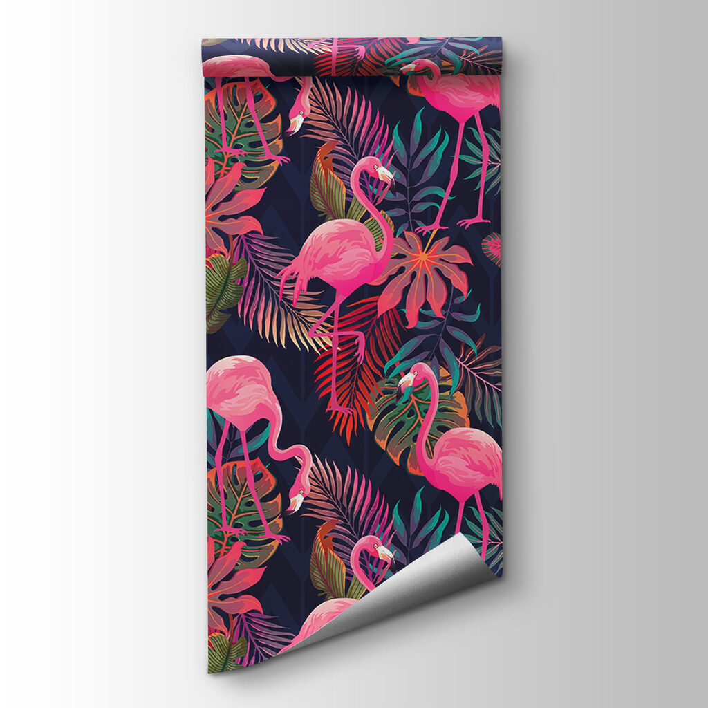 Flamingos rosa sobre azul-escuro — vista do produto