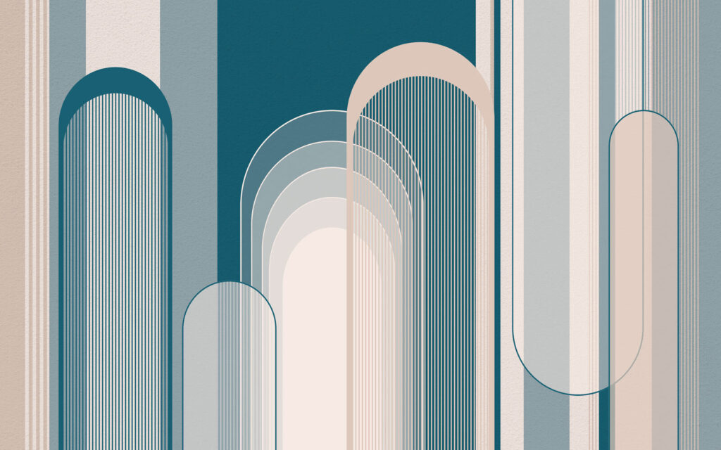 Arcos pastel em faixas — design completo